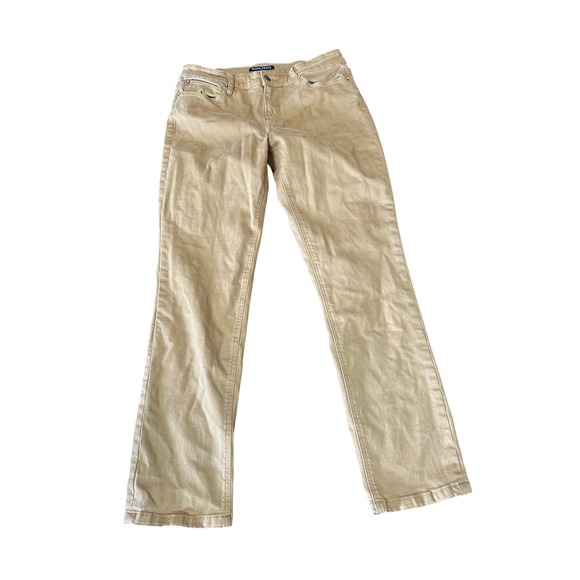 Boston Proper Womens Size 12 Tan Straight Leg Jeans Cotton Blend Casual Pants - Picture 1 of 4